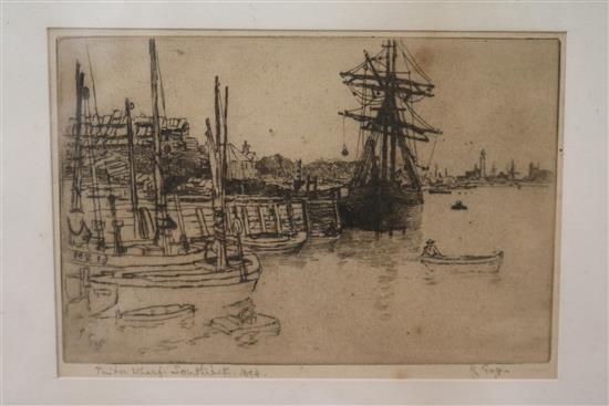 Robert Charles Goff (1837-1922) 4 etchings Largest 5 x 11in.
